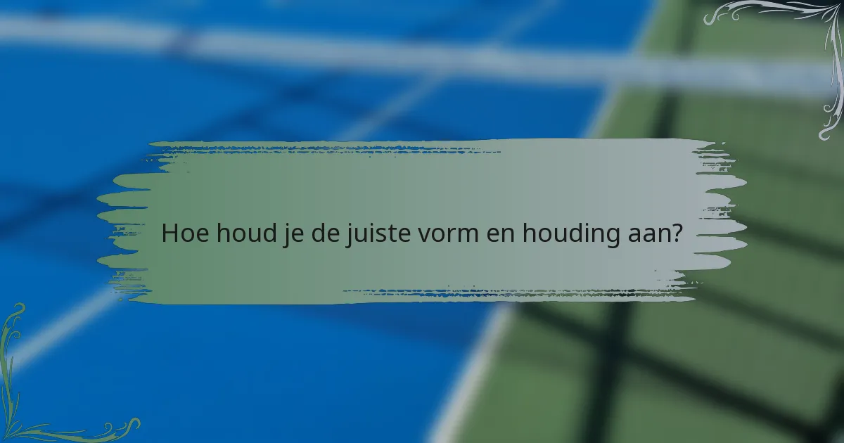 Hoe houd je de juiste vorm en houding aan?