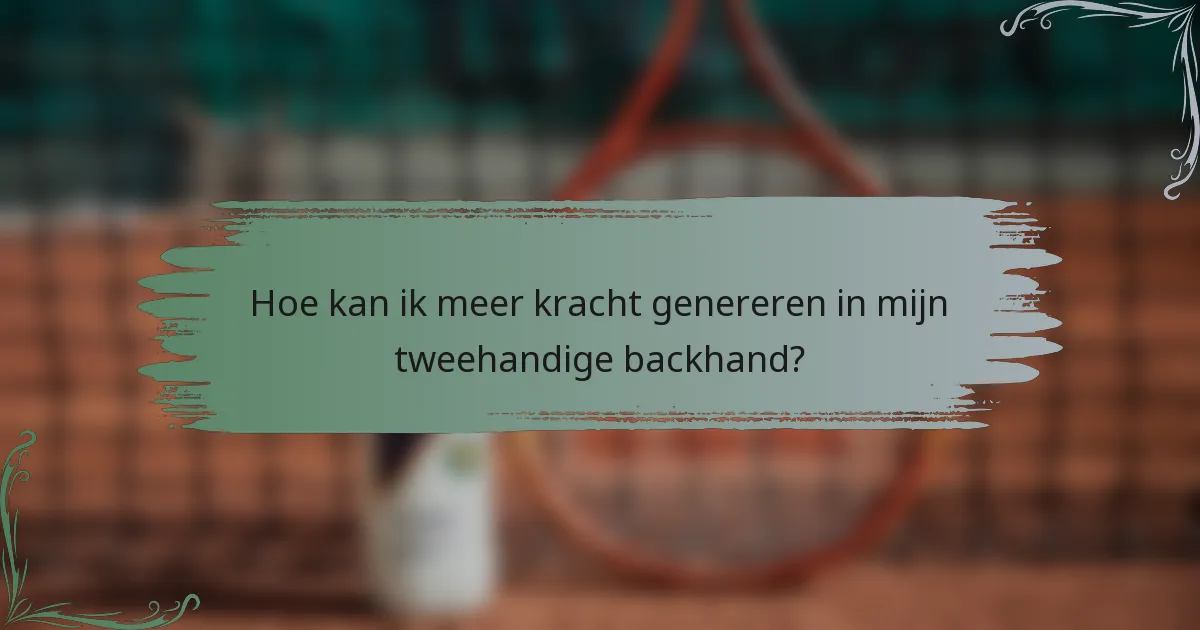 Hoe kan ik meer kracht genereren in mijn tweehandige backhand?