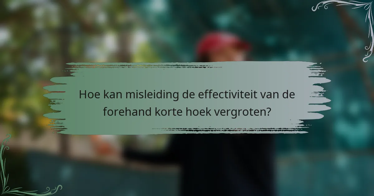 Hoe kan misleiding de effectiviteit van de forehand korte hoek vergroten?