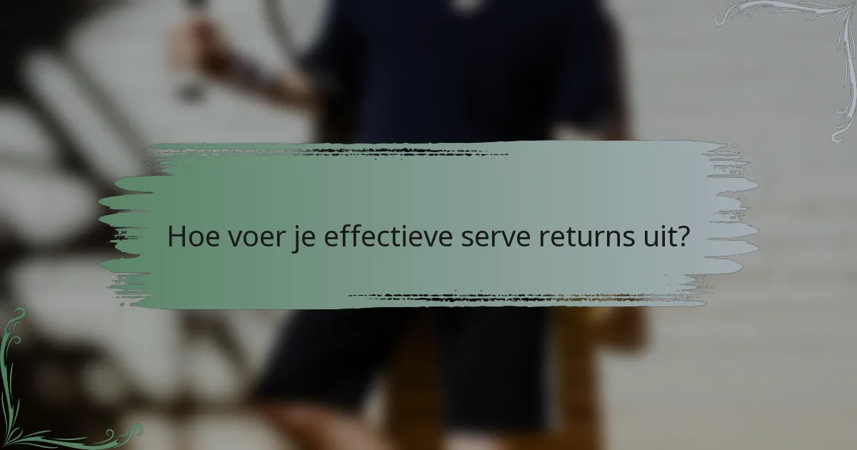 Hoe voer je effectieve serve returns uit?