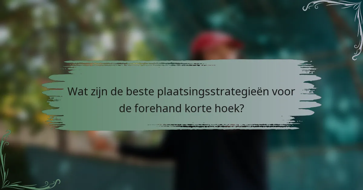 Wat zijn de beste plaatsingsstrategieën voor de forehand korte hoek?