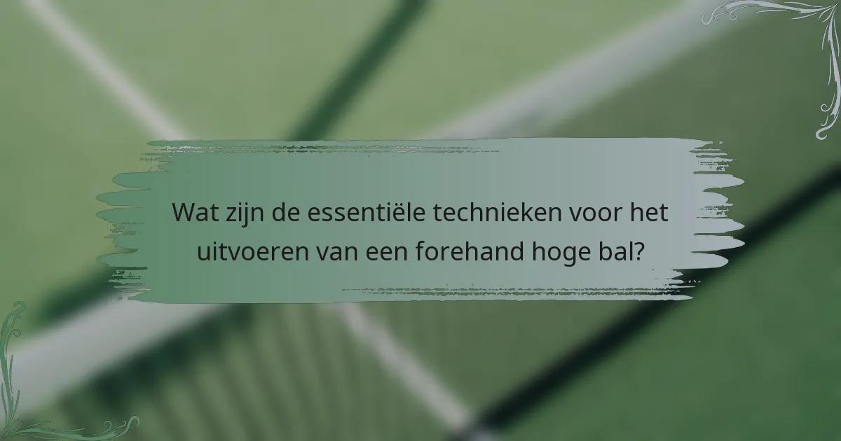 Wat zijn de essentiële technieken voor het uitvoeren van een forehand hoge bal?